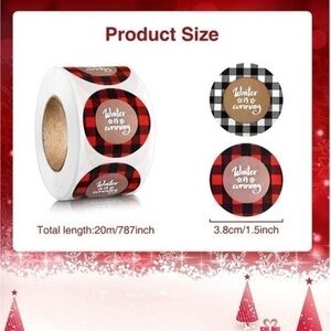 1,000 Plaid Stickers, 1.5” each, Winter, Holiday, Year-Round, Preppy